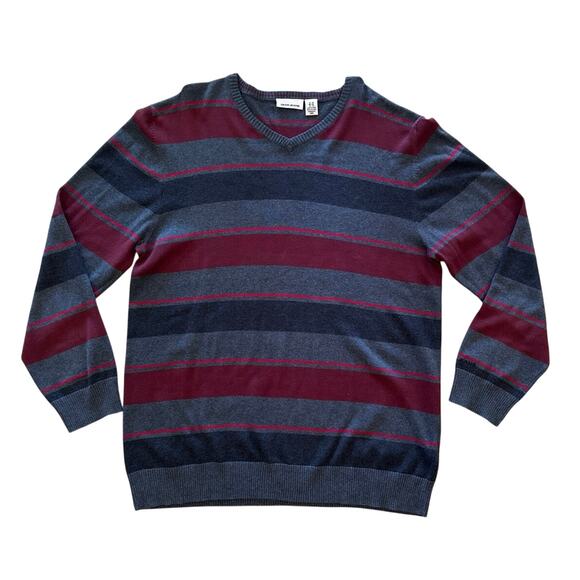 DKNY Maroon And Gray Striped Men’s Sweater Size XXL - Picture 1 of 3